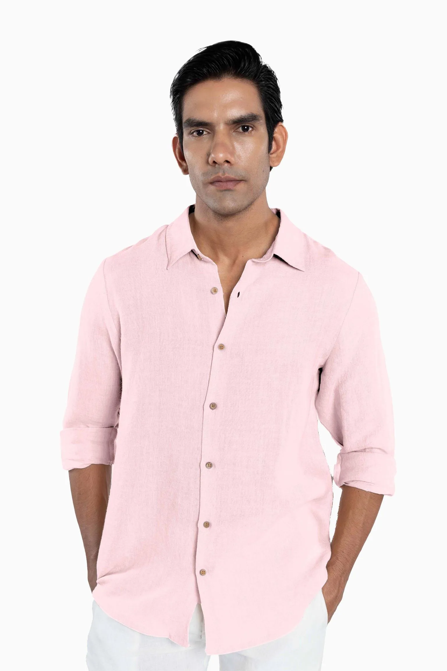 Linen Arlo Shirt-Midnight Green