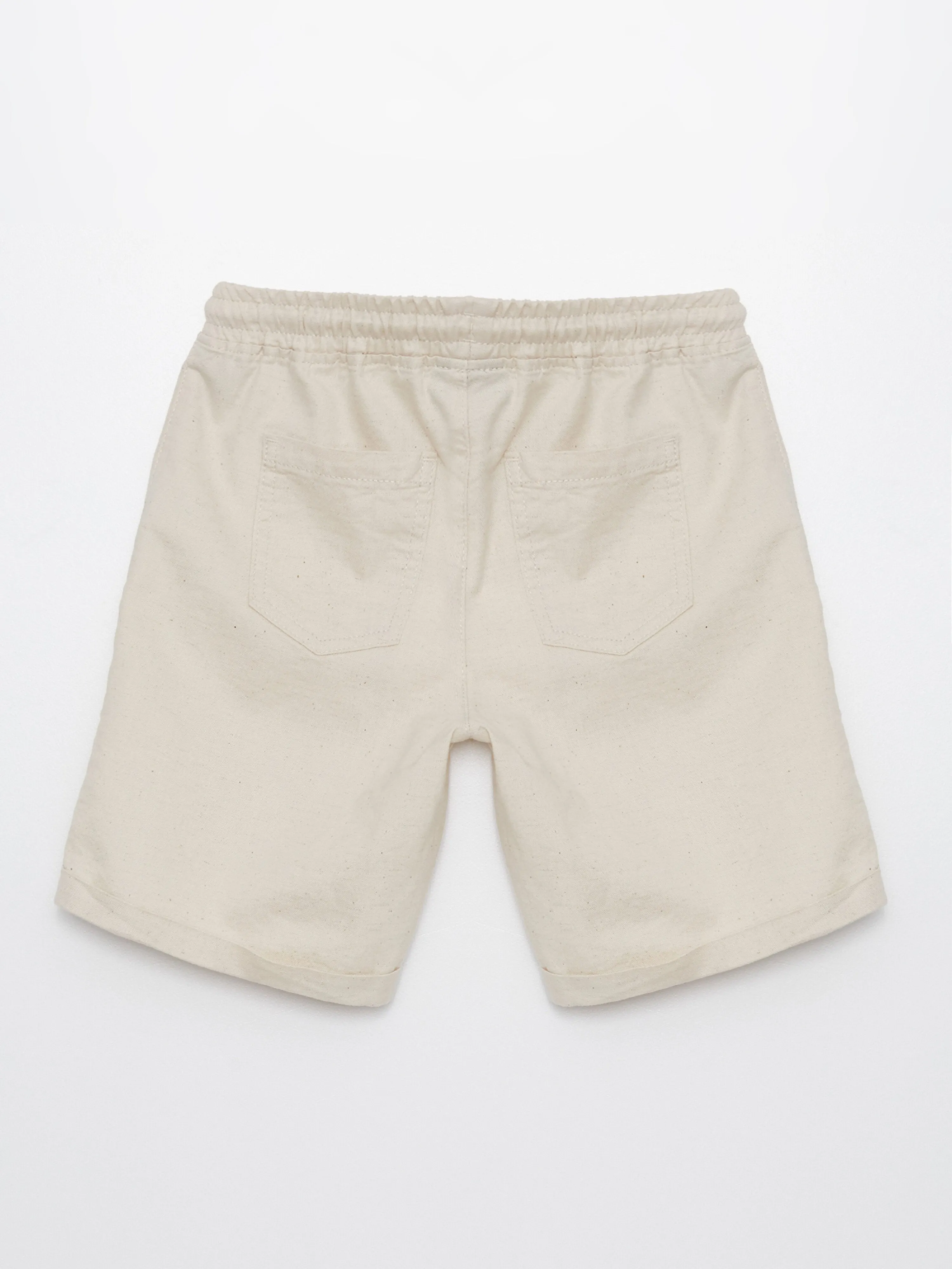 Linen Blend Boys' Shorts with Elastic Waist