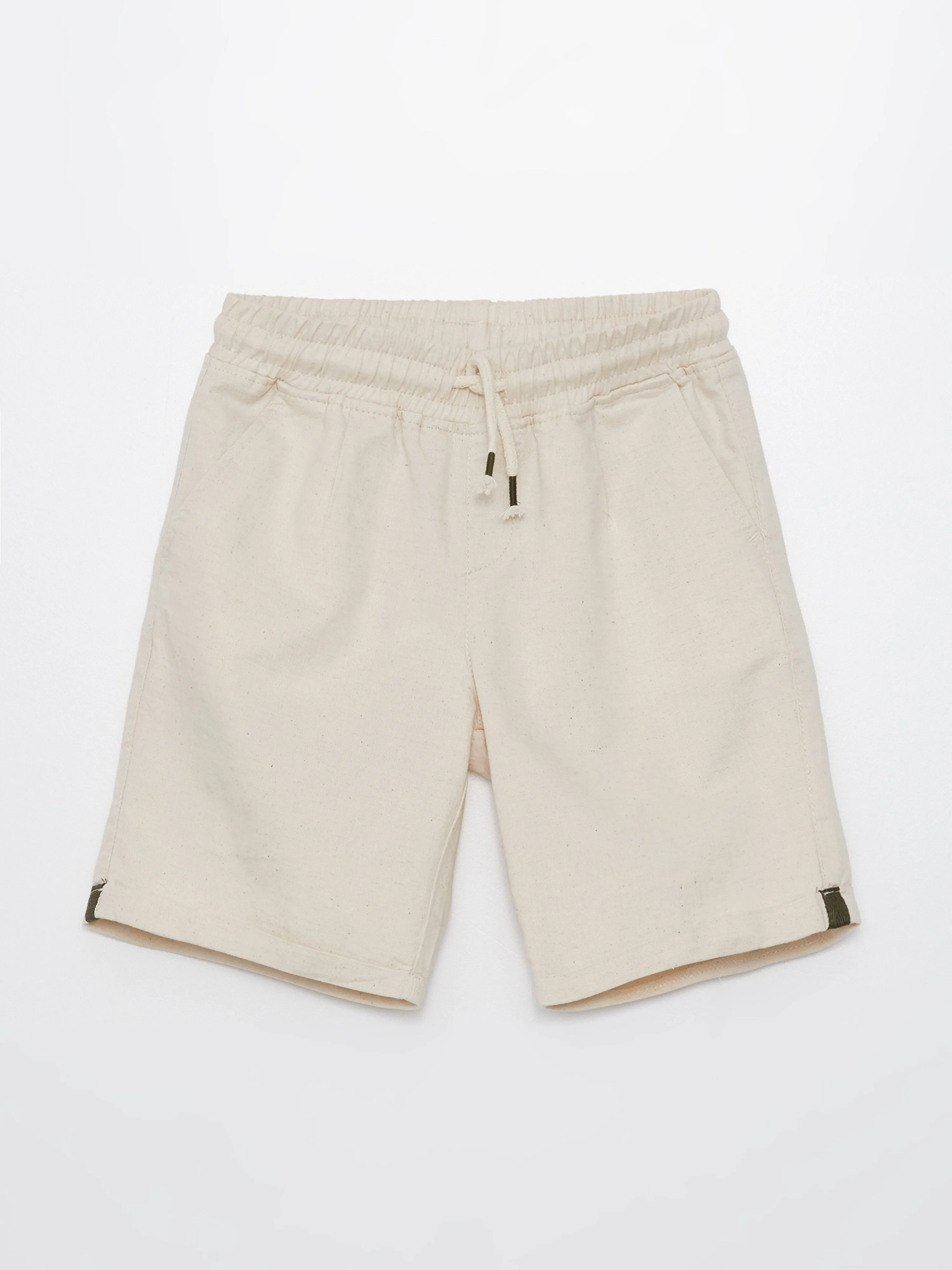 Linen Blend Boys' Shorts with Elastic Waist