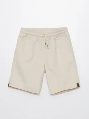 Linen Blend Boys' Shorts with Elastic Waist