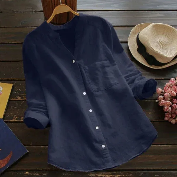 Linen-Cotton Olivia Blouse, Casual Style