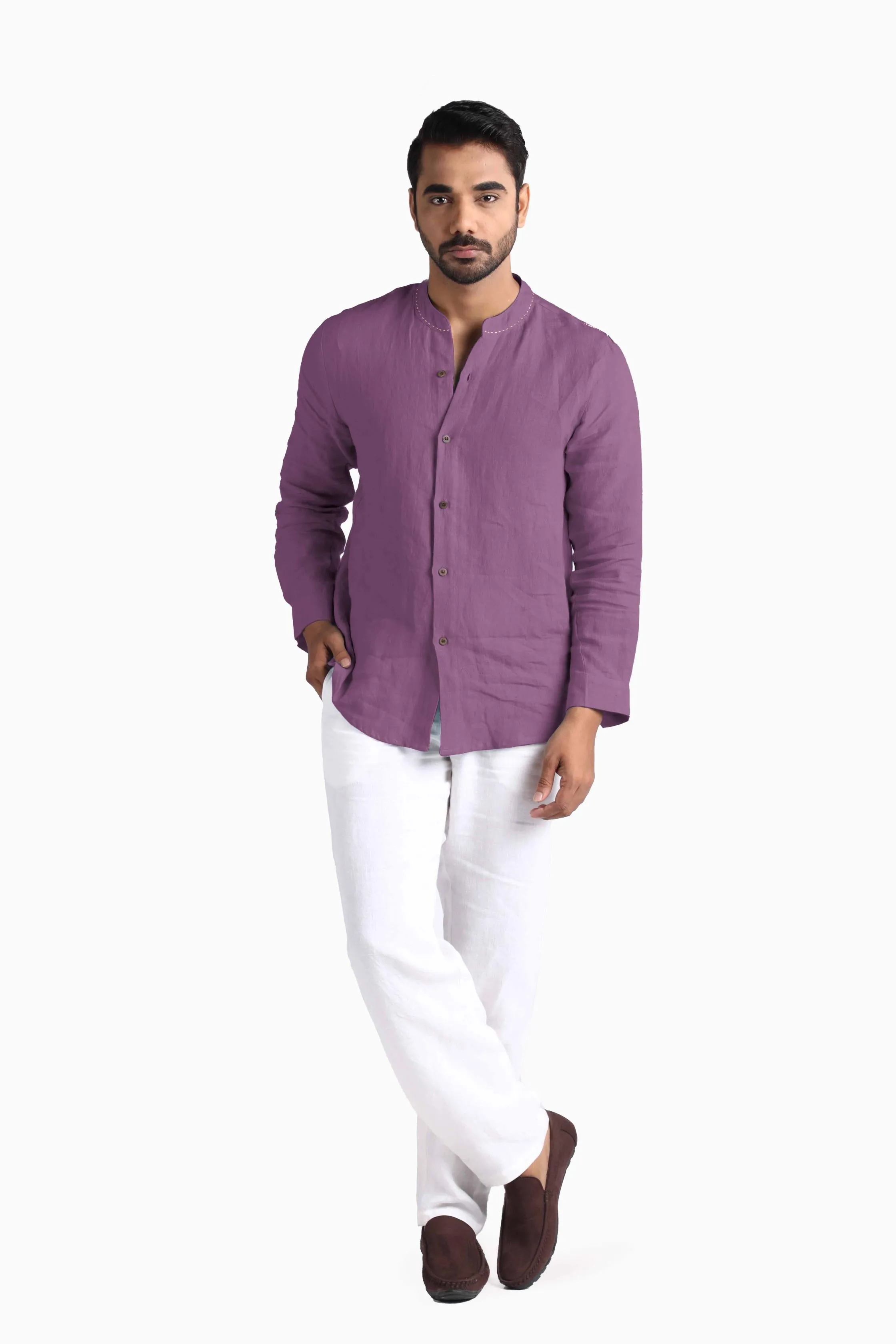 Linen Drake Shirt-Muted Mocha
