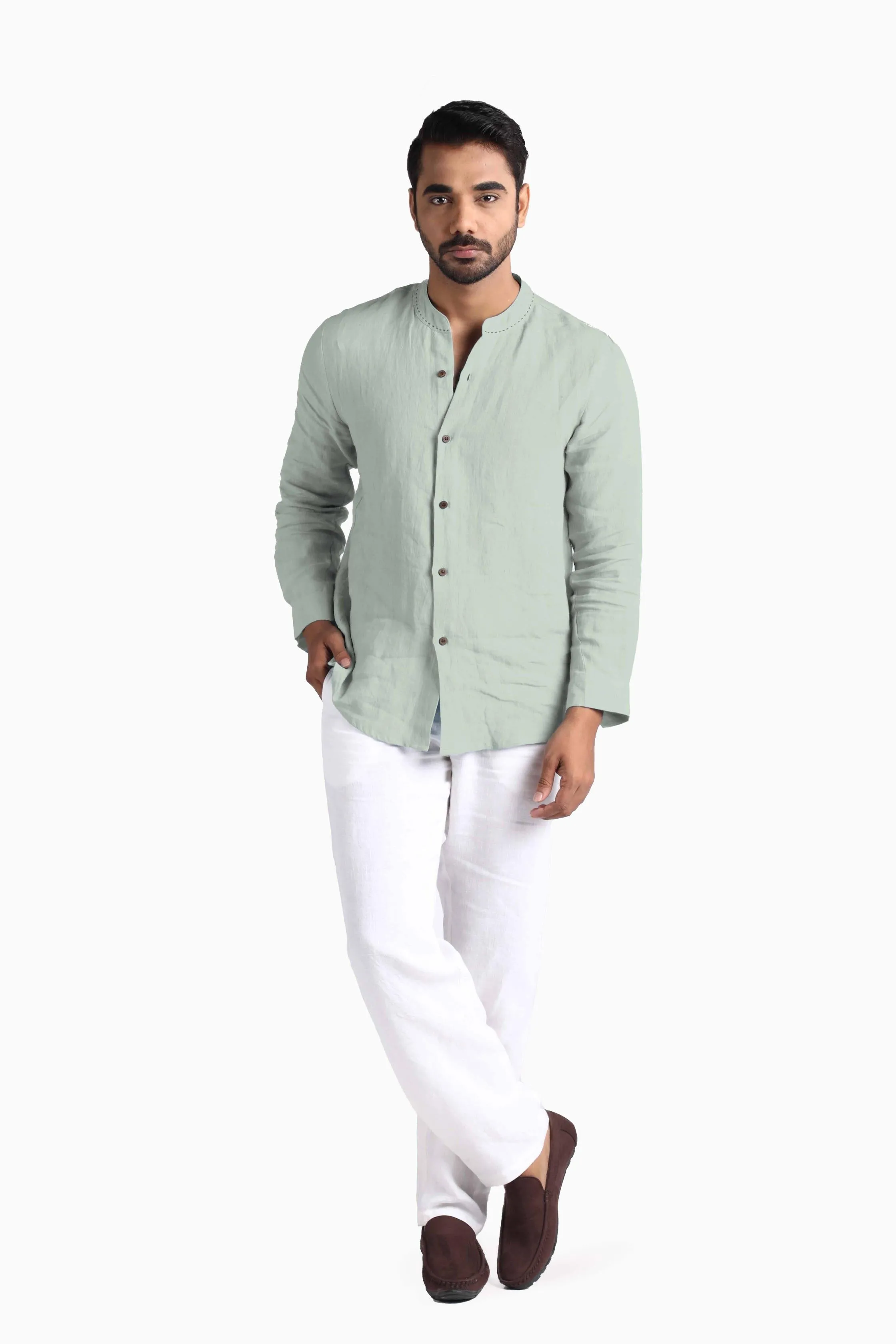 Linen Drake Shirt-Muted Mocha