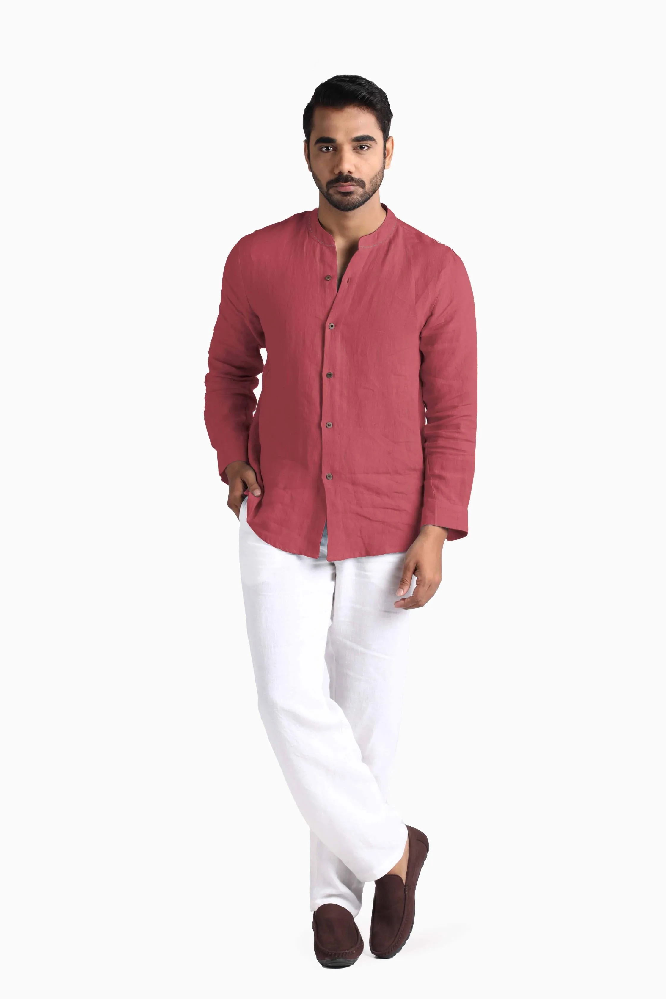 Linen Drake Shirt-Muted Mocha