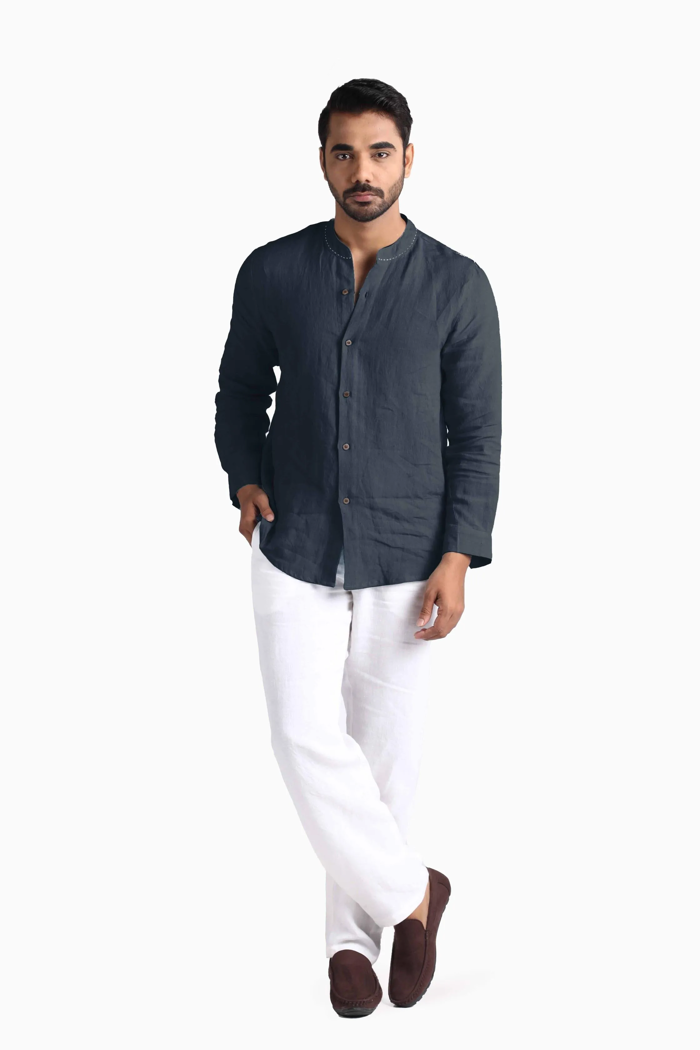 Linen Drake Shirt-Muted Mocha