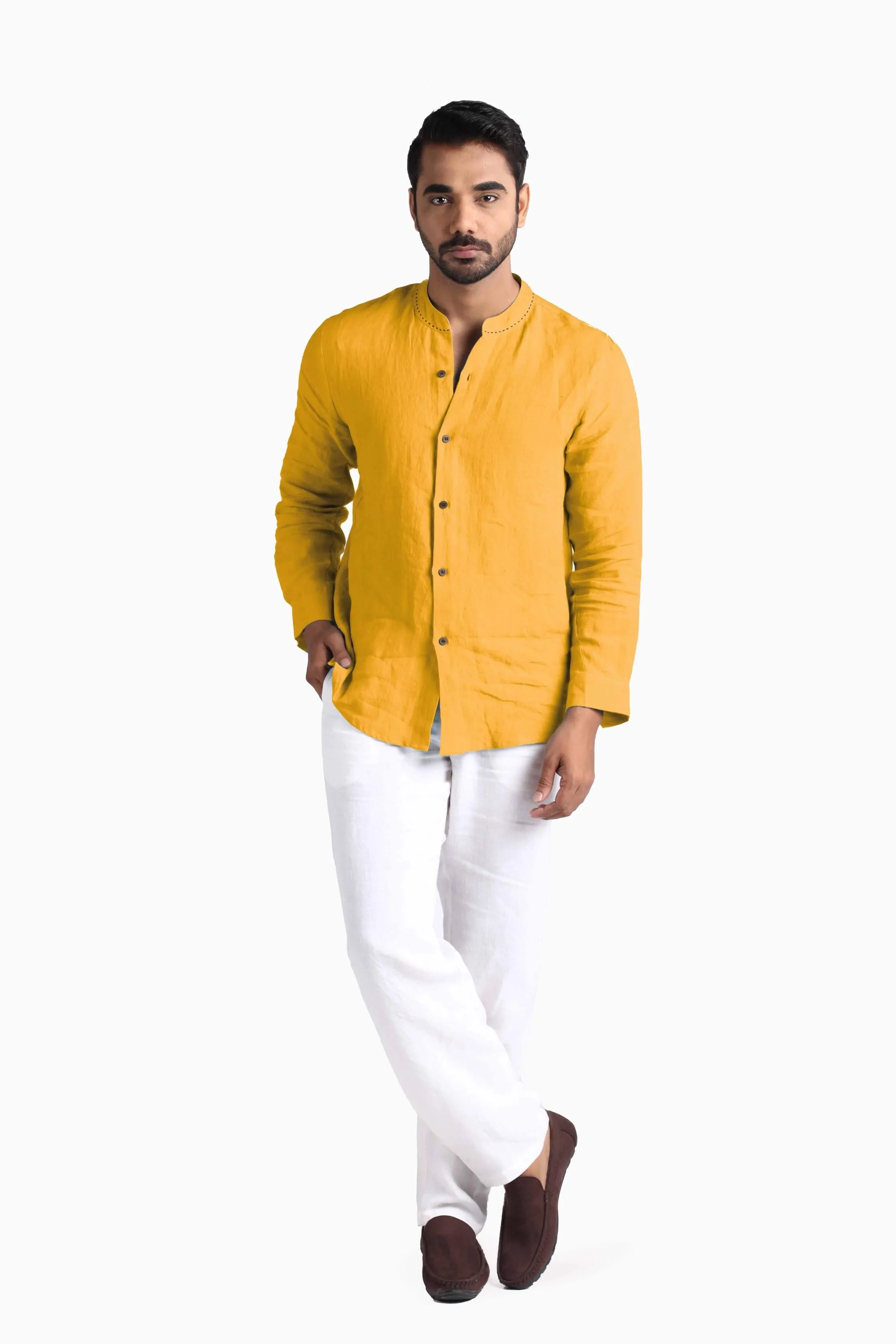 Linen Drake Shirt-Muted Mocha