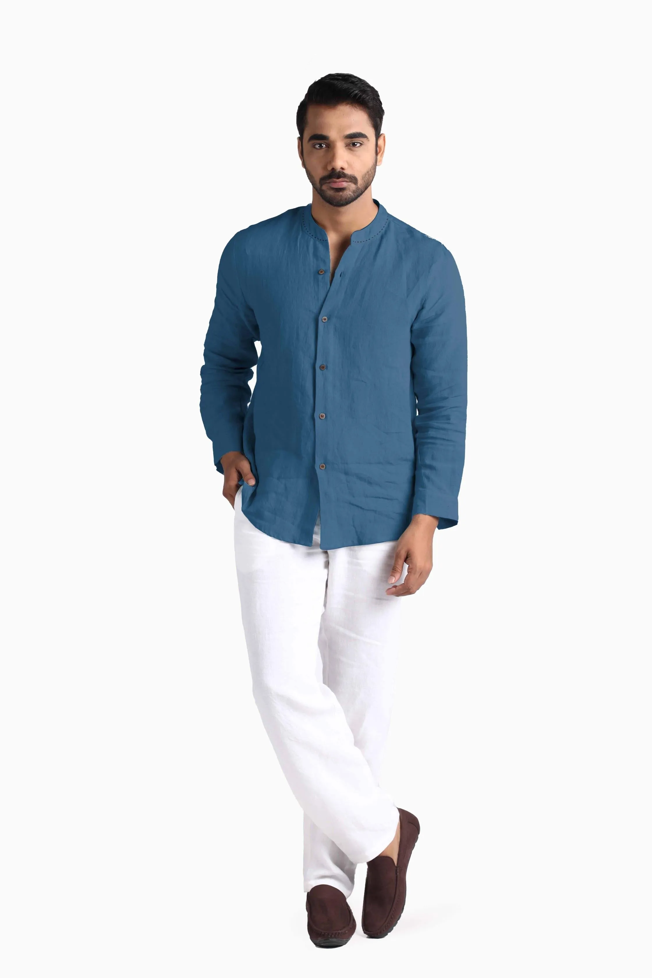 Linen Drake Shirt-Muted Mocha