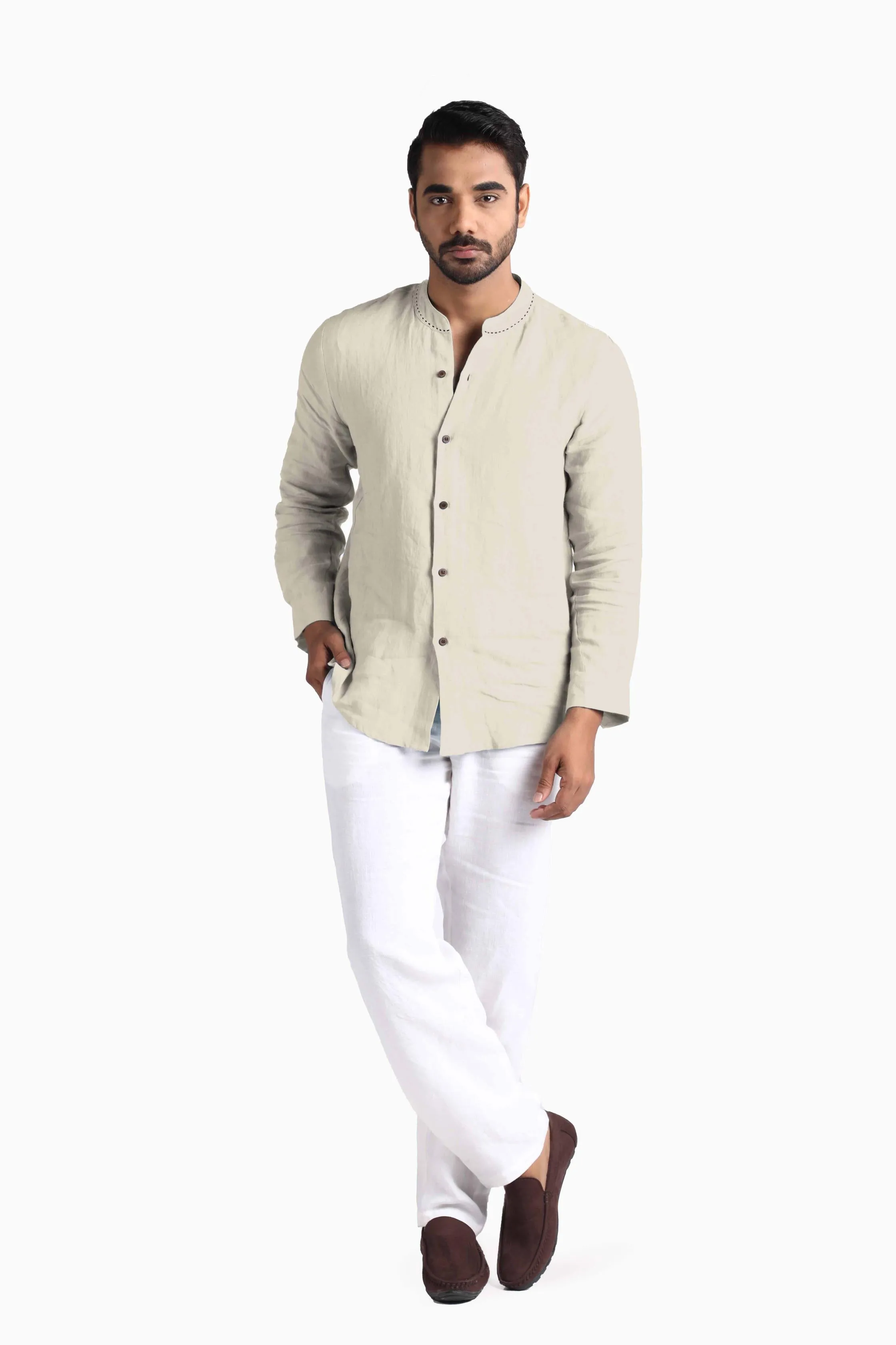 Linen Drake Shirt-Muted Mocha