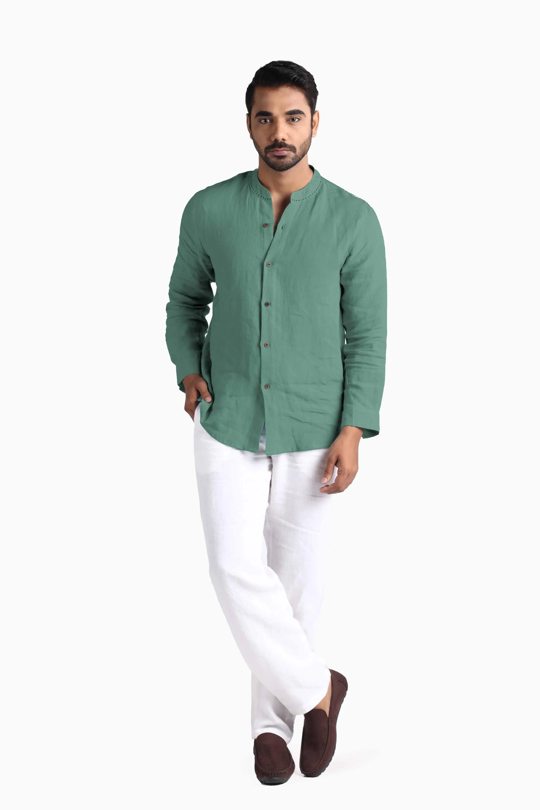 Linen Drake Shirt-Muted Mocha