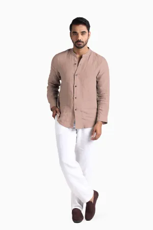 Linen Drake Shirt-Muted Mocha
