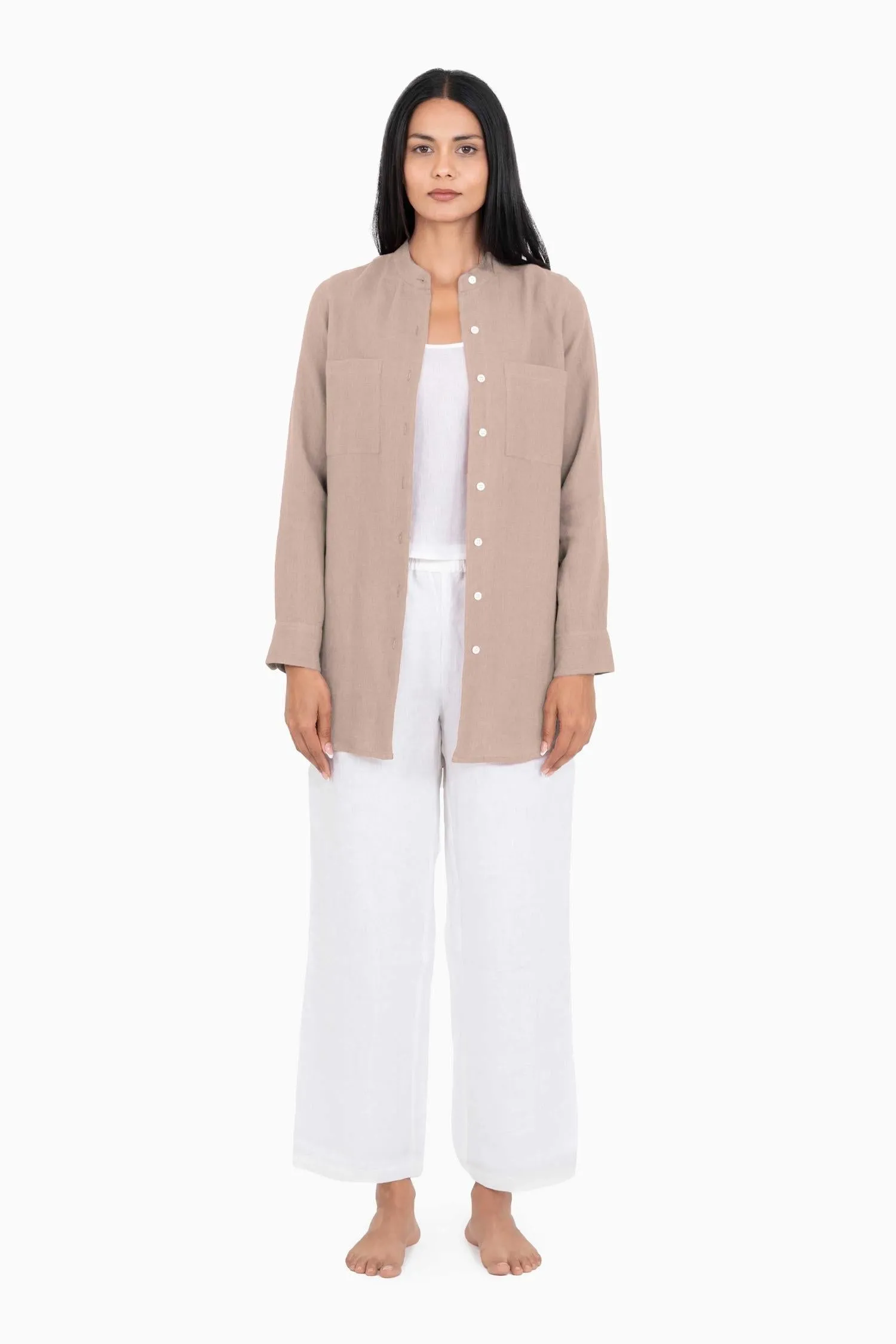 Linen Erin Shirt-Muted Mocha