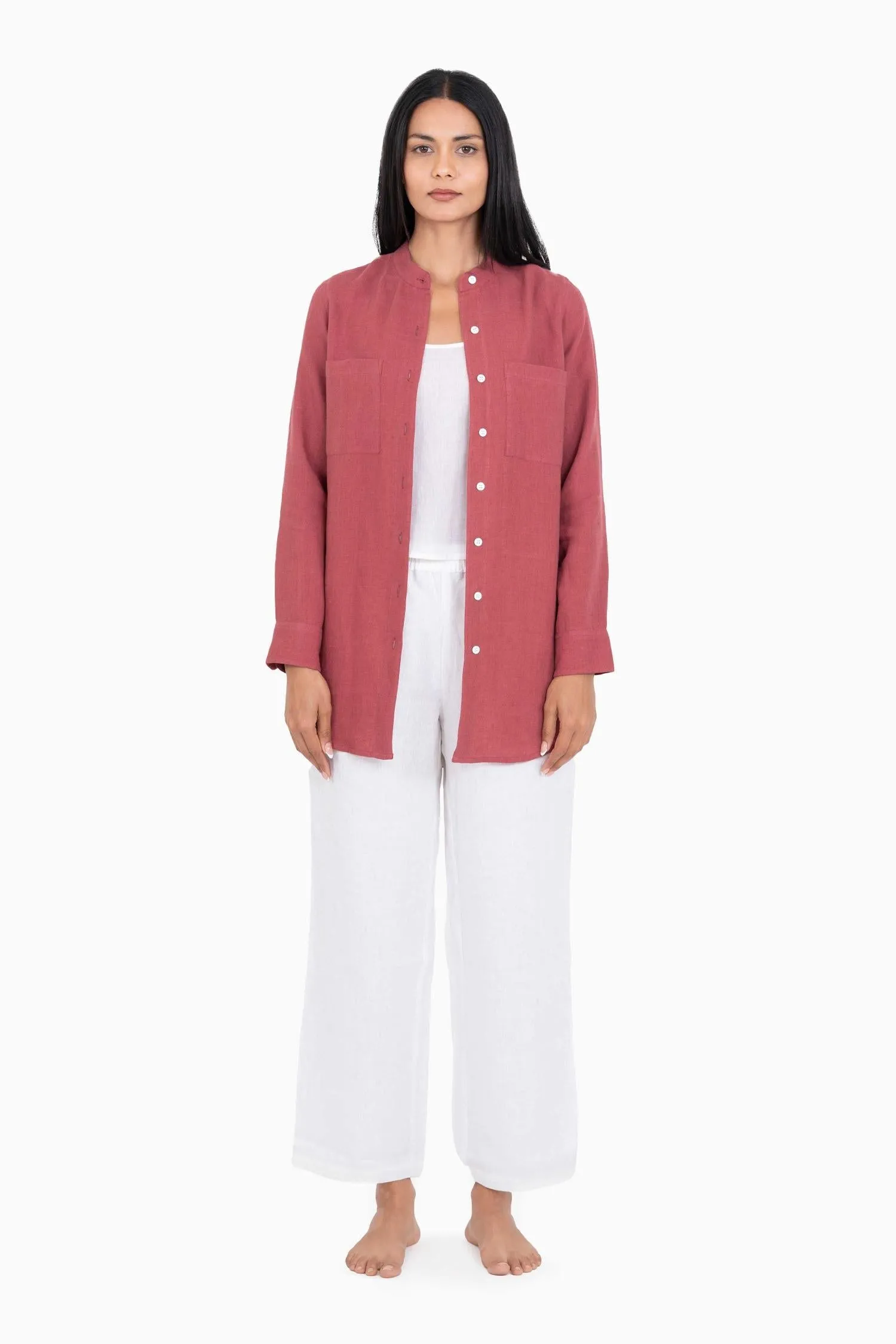 Linen Erin Shirt-Muted Mocha