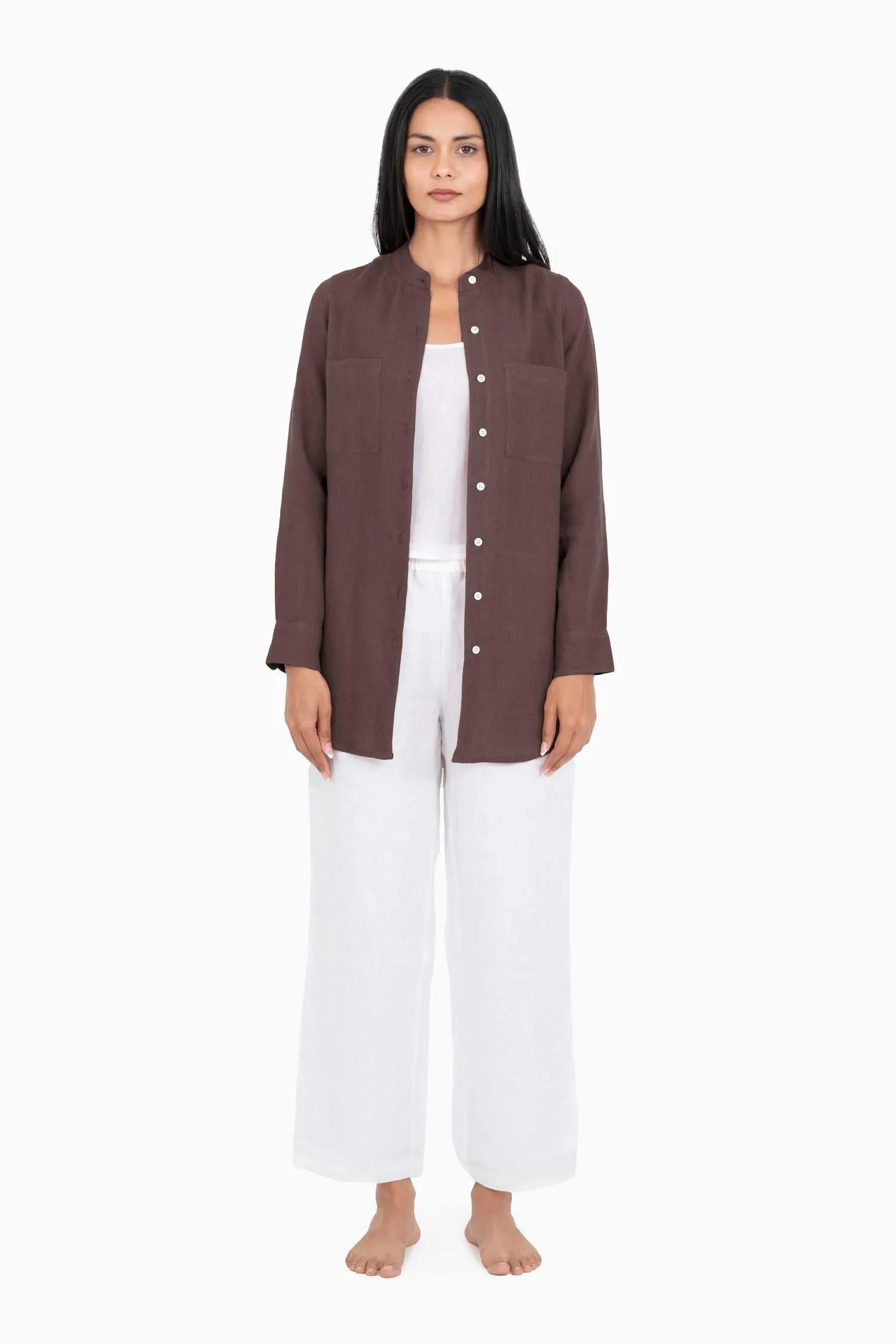 Linen Erin Shirt-Muted Mocha