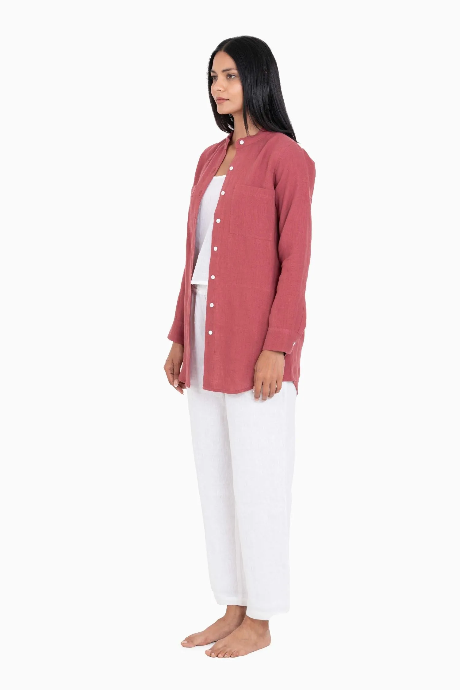 Linen Erin Shirt-Muted Mocha
