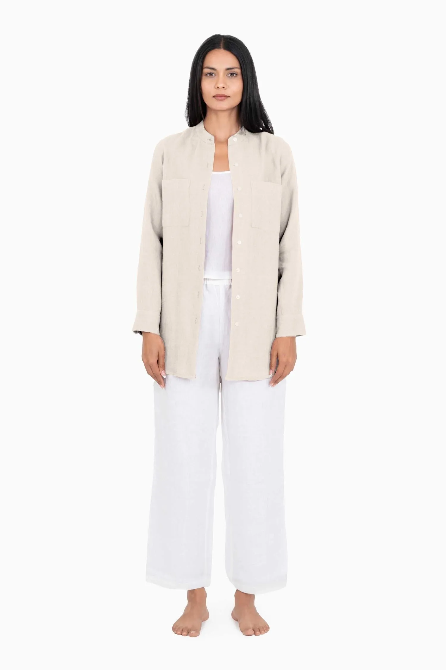 Linen Erin Shirt-Muted Mocha