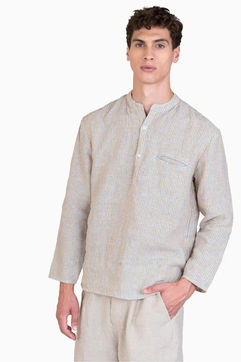 Linen Hugh Shirt-Swirly Red