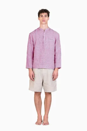 Linen Hugh Shirt-Swirly Red