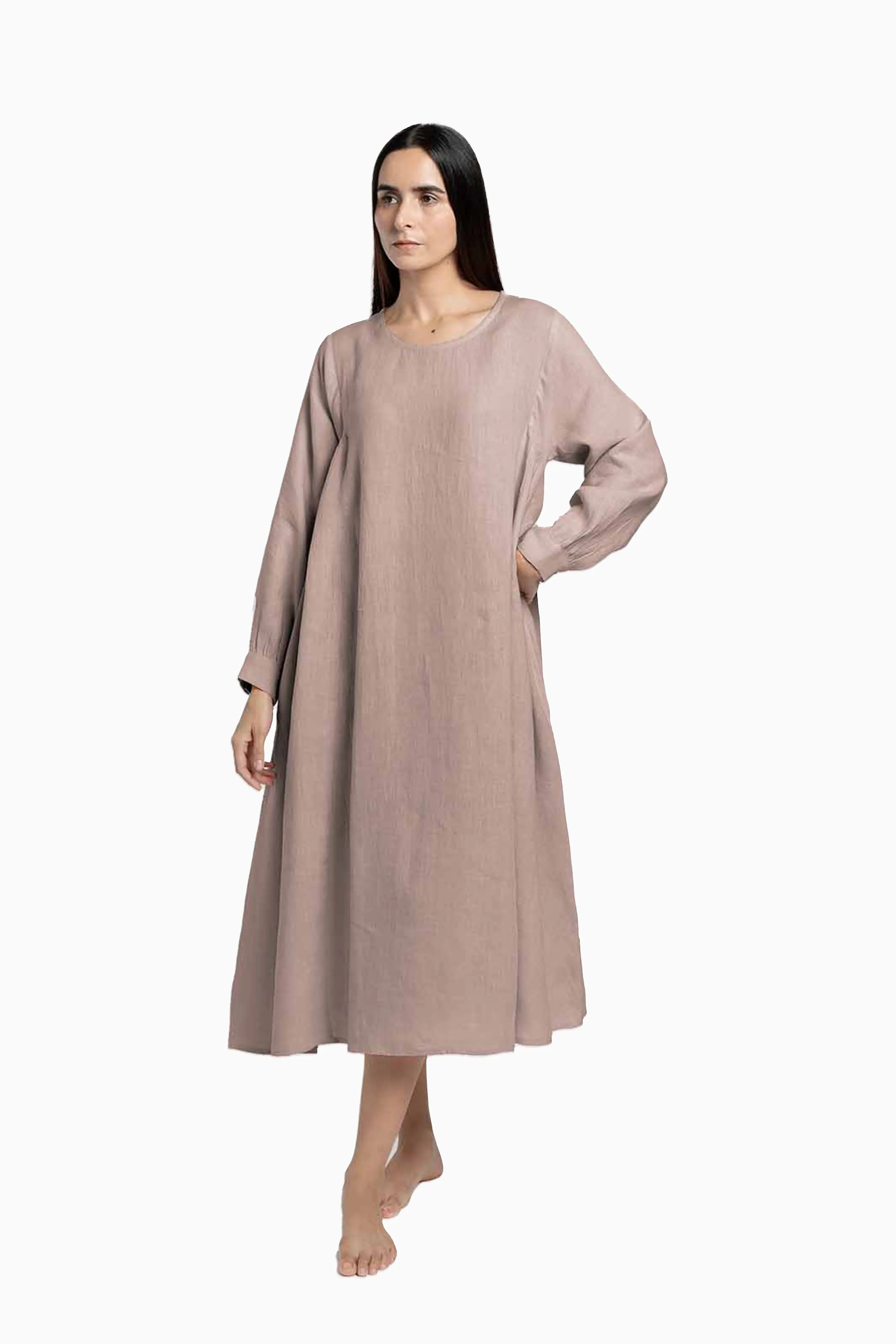 Linen Sandrine Dress-Petal Pink