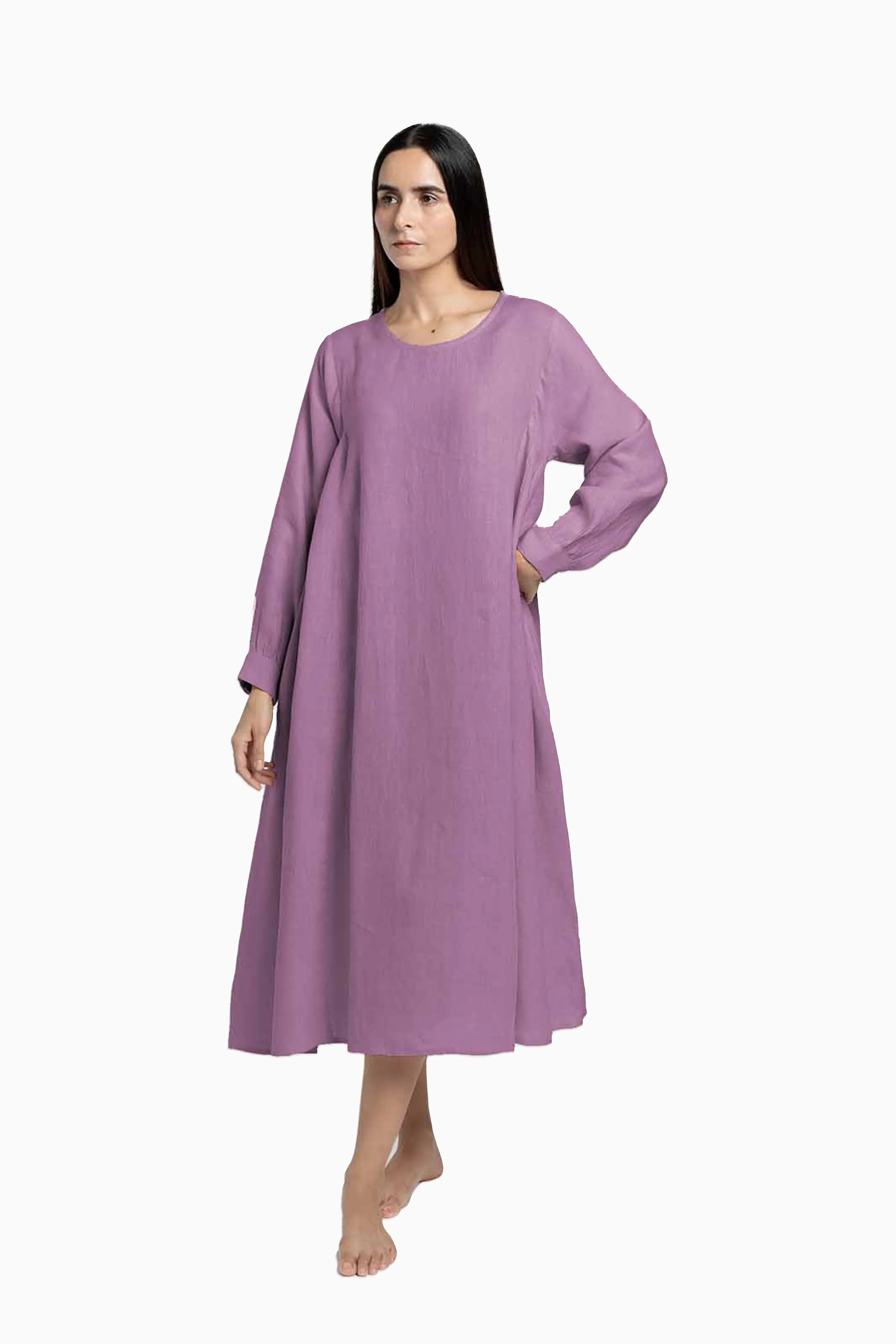 Linen Sandrine Dress-Petal Pink