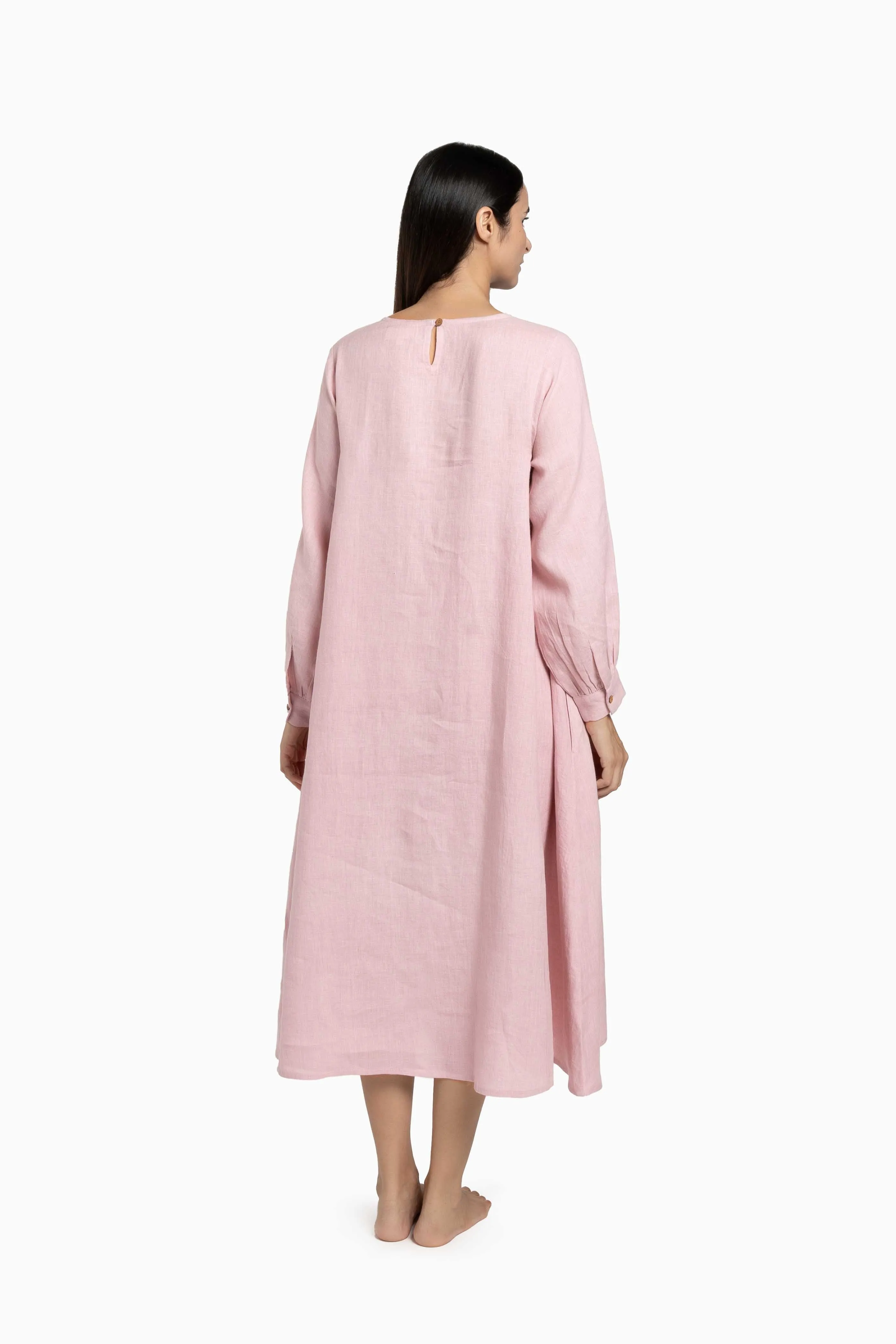 Linen Sandrine Dress-Petal Pink