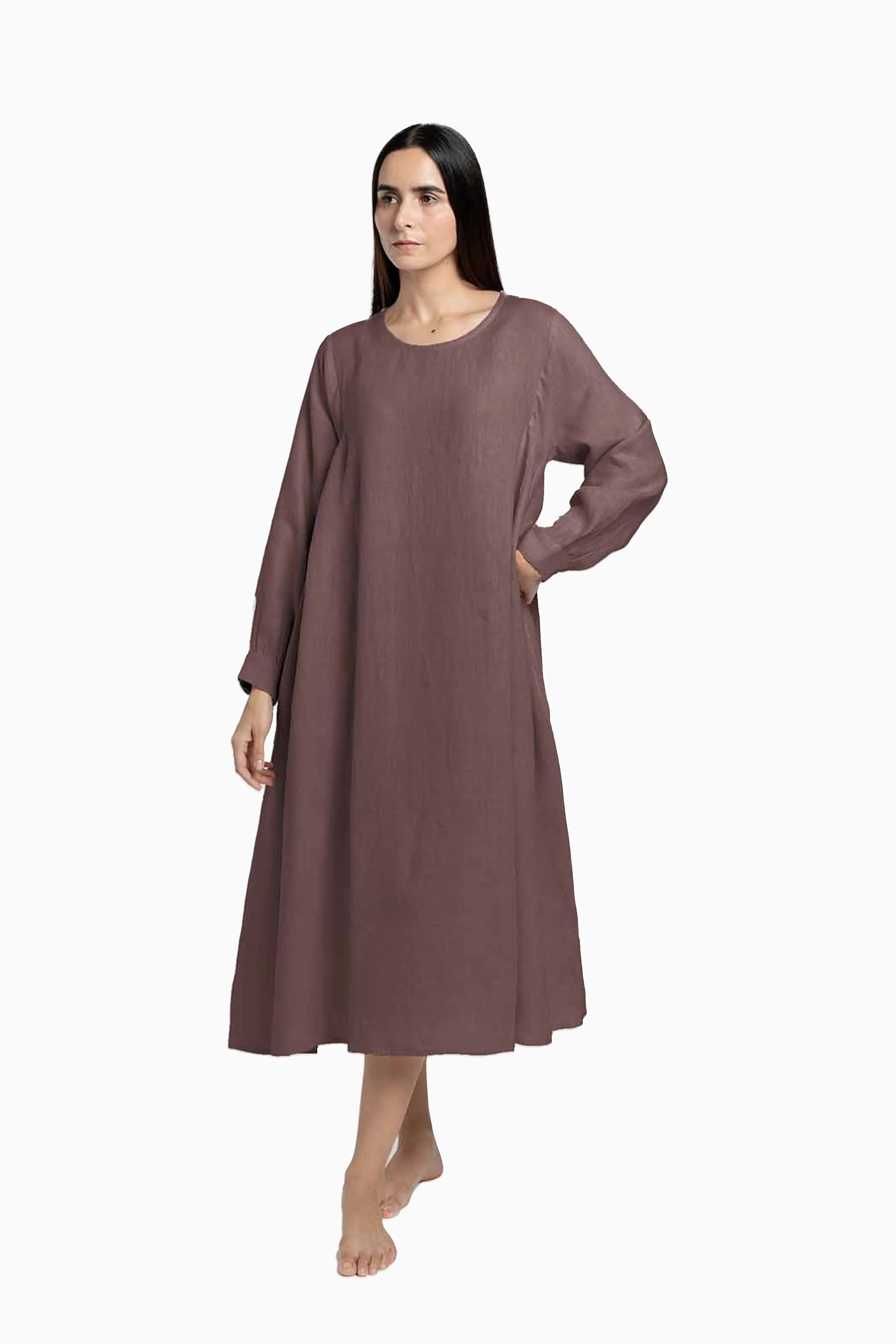 Linen Sandrine Dress-Petal Pink