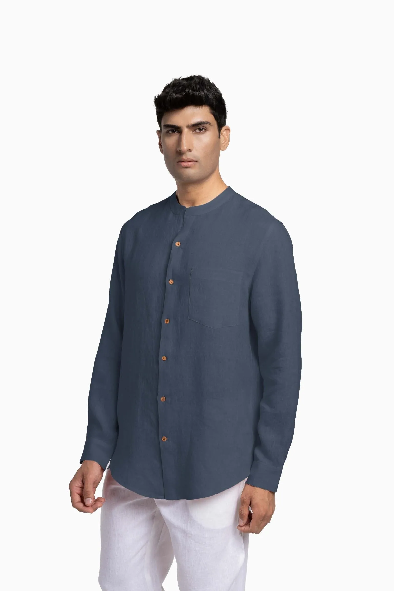Linen Tyler Shirt-Sage Green