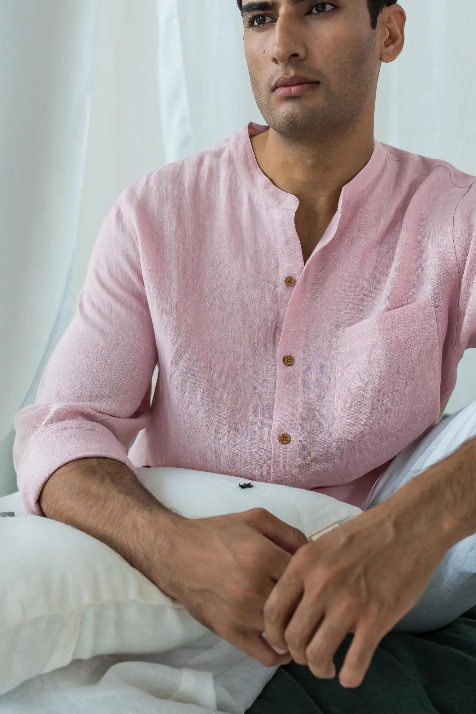Linen Tyler Shirt-Sage Green