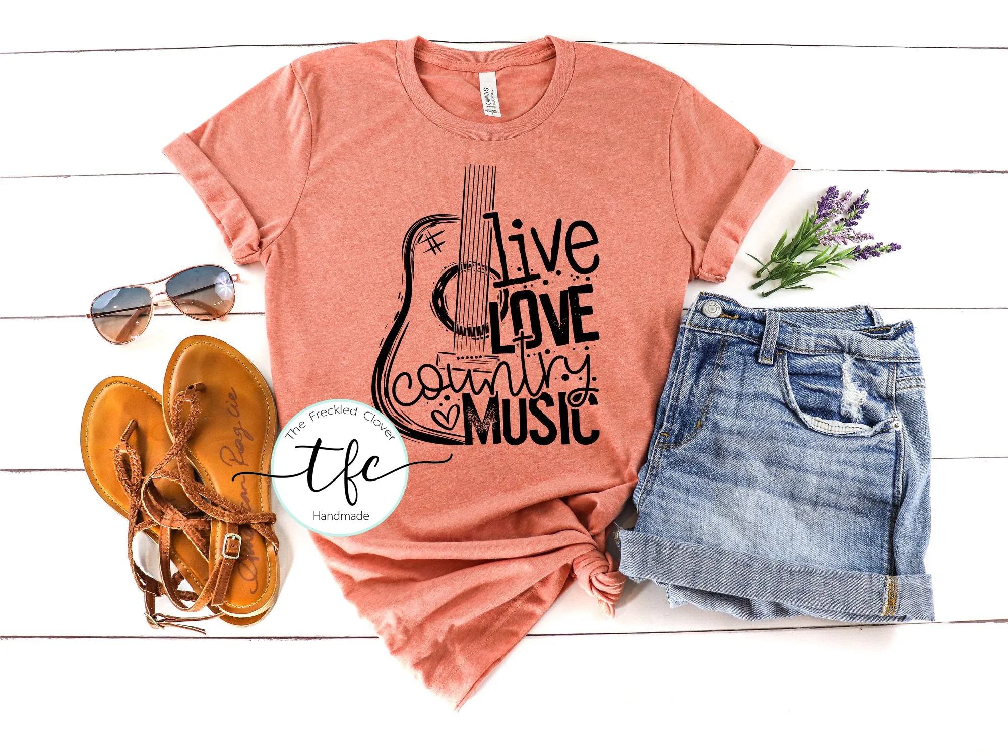 {Live, Love Country Music} screen print tee