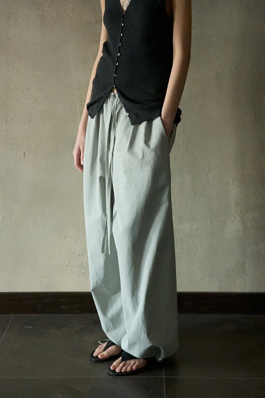 Lyocell blend cotton soft wide-leg pants