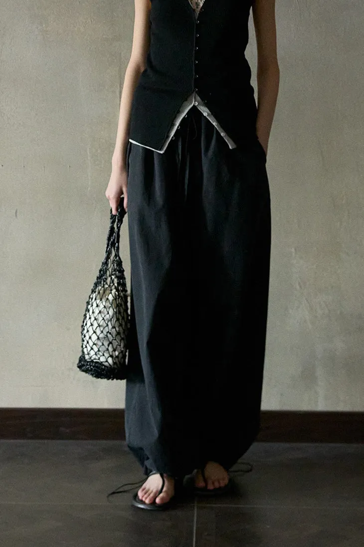 Lyocell blend cotton soft wide-leg pants