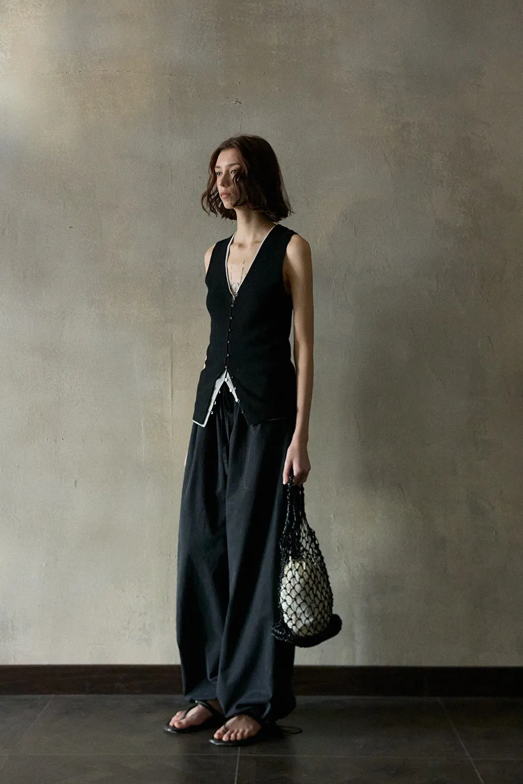 Lyocell blend cotton soft wide-leg pants