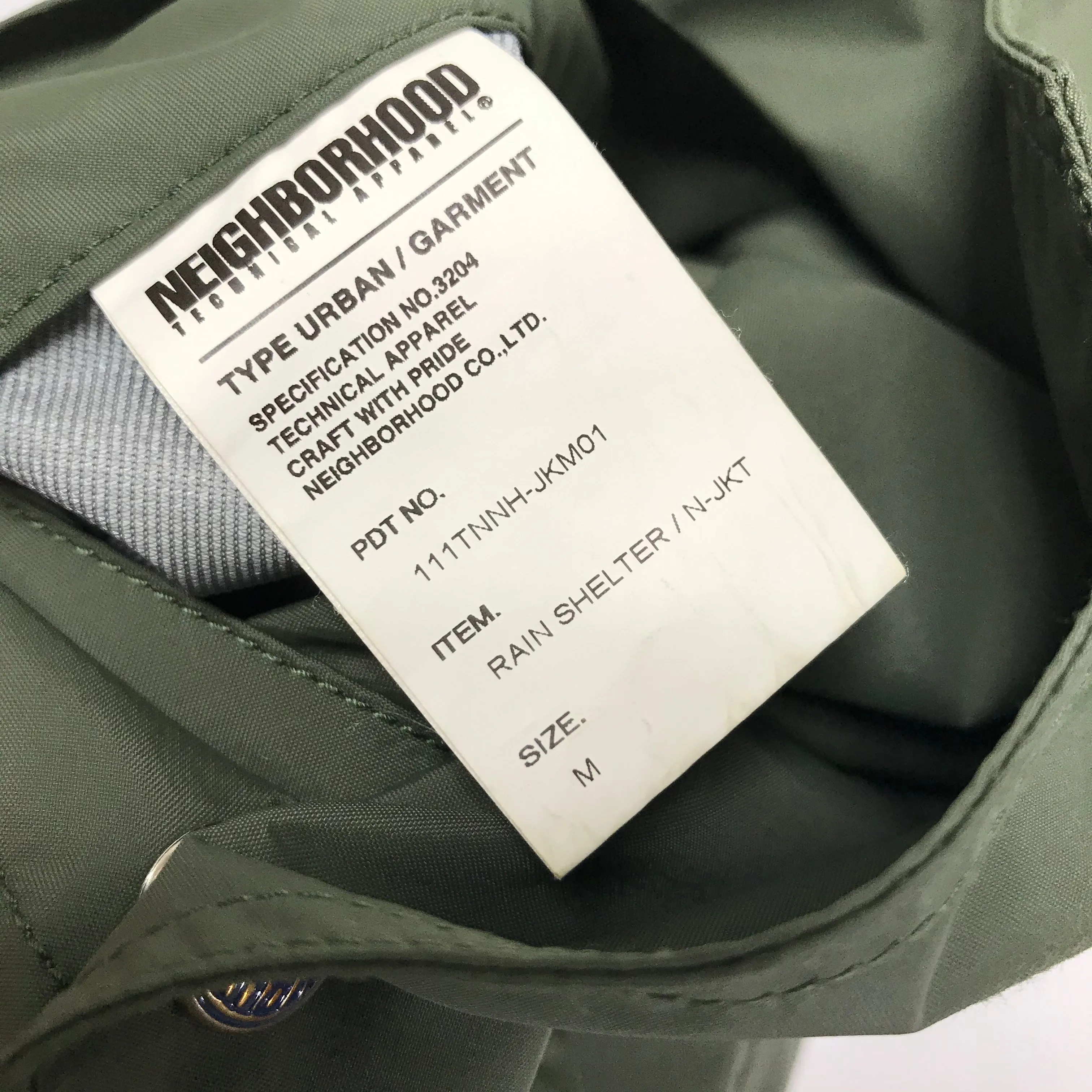 [M] Neighborhood 11SS Rain Shelter N-Jacket Olive