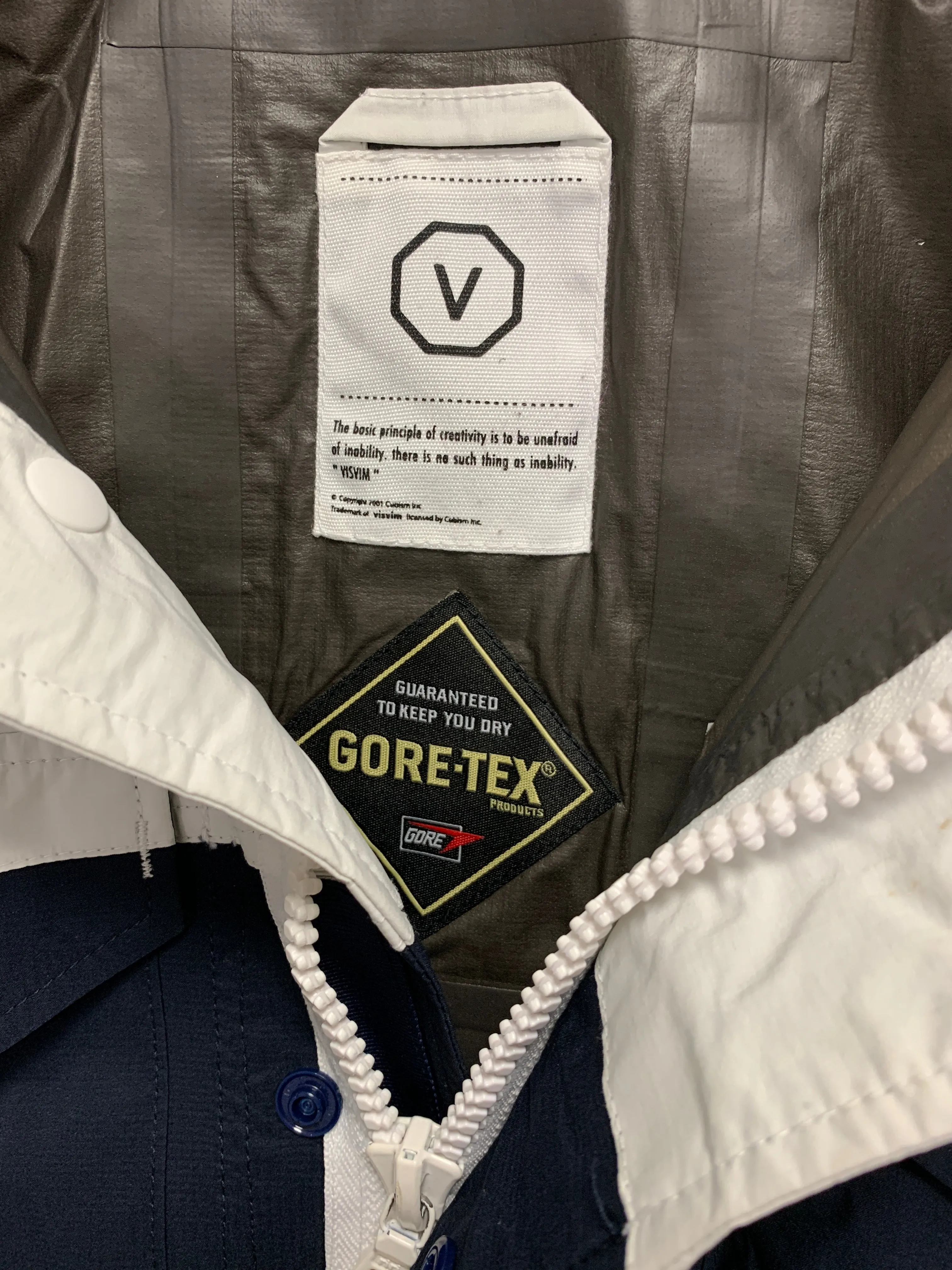 [M] Visvim Ripstop 2.5L Paclite Gore Tex Dado Bickle M-65 Jacket White/Navy