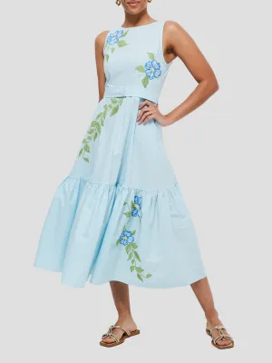 Maria Floral Dress in Light Blue