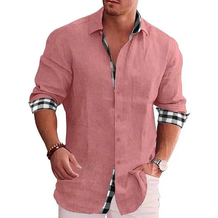 Men's casual shirt, rolled sleeves, contrasting accents