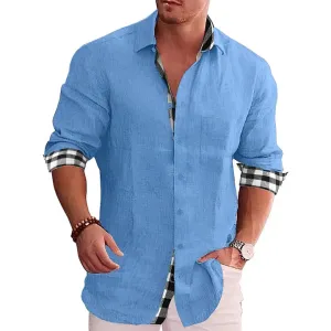 Men's casual shirt, rolled sleeves, contrasting accents