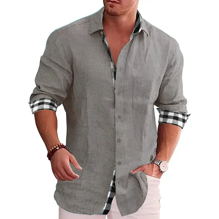 Men's casual shirt, rolled sleeves, contrasting accents