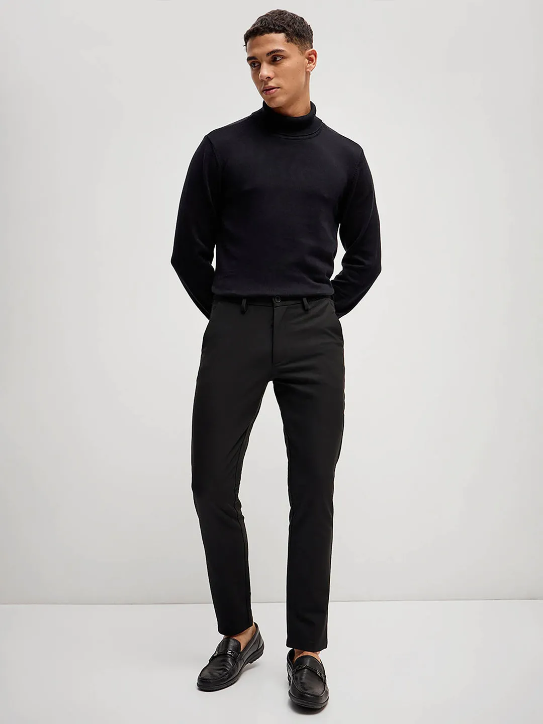 Men's Imported Textured Velen Cool Black Pant