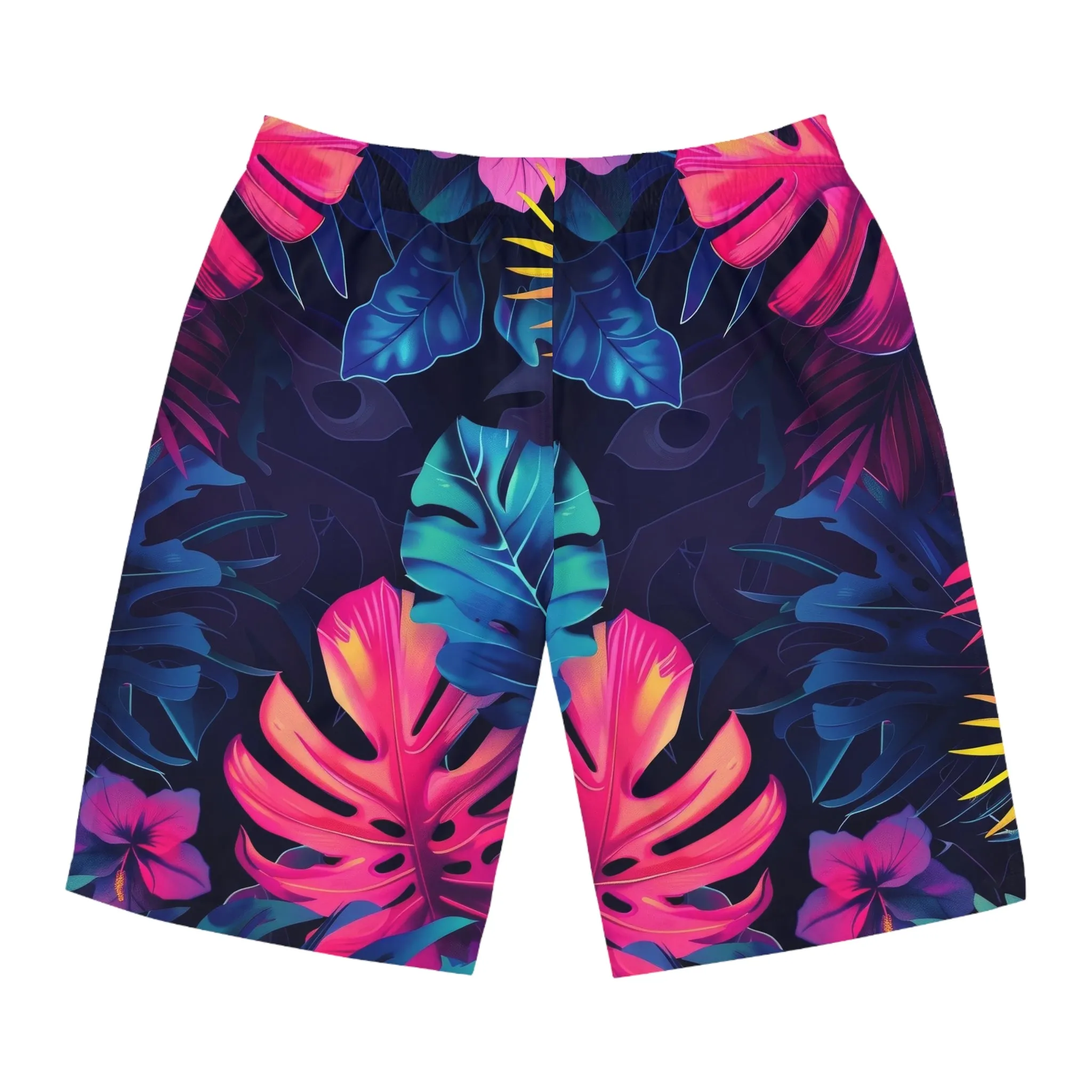 Men's Multicolored Tropical Floral Print Board Shorts
