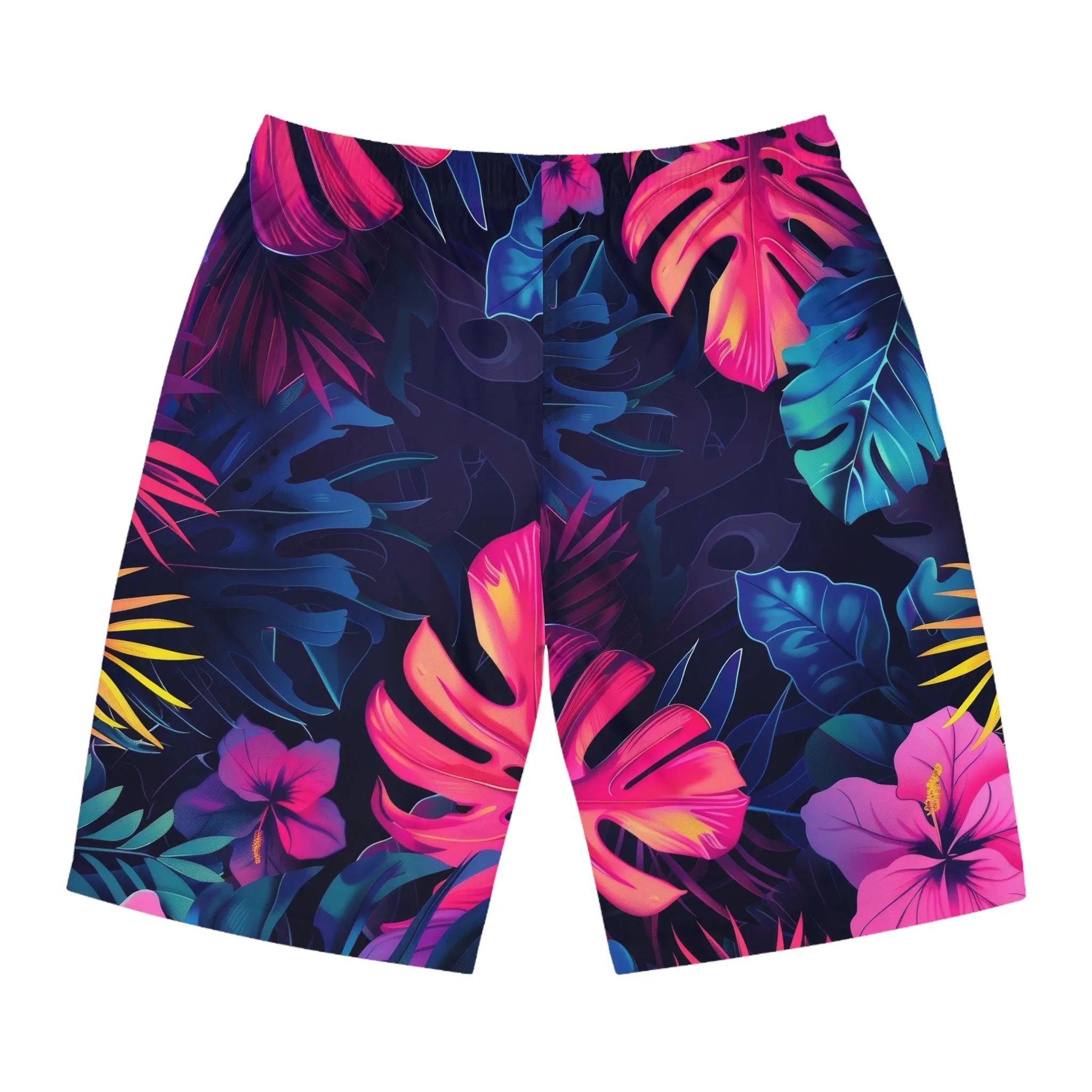 Men's Multicolored Tropical Floral Print Board Shorts