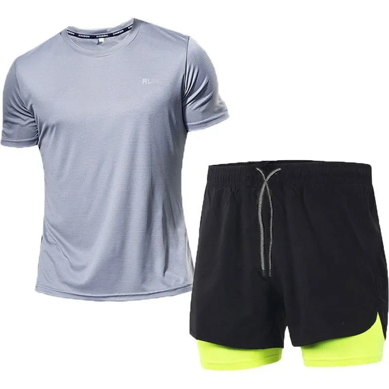 Men's summer running, gym & fitness sets with quick-dry tees & shorts