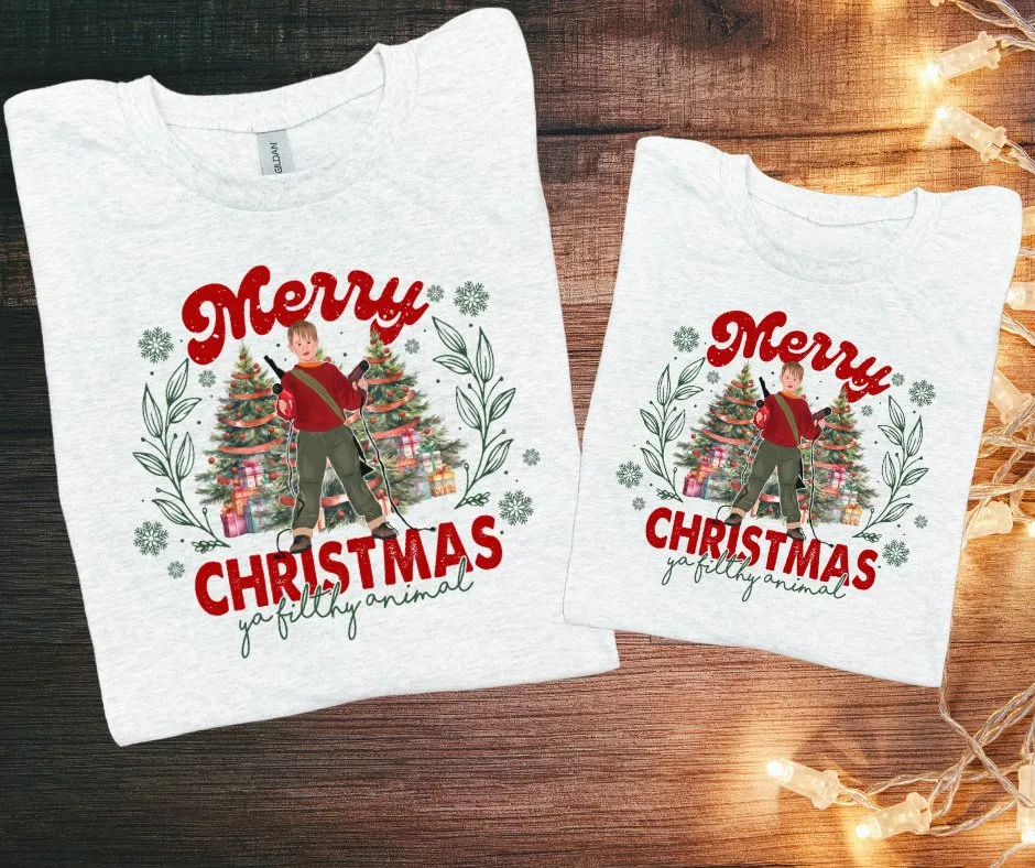 Merry Christmas Ya Filthy Animal ASH Sweatshirt or Tshirt (FINAL SALE)