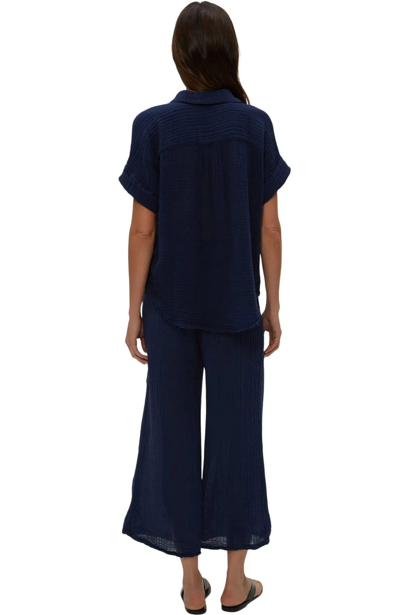 Michael Stars Medina Cropped Gauze Pants in Nocturnal