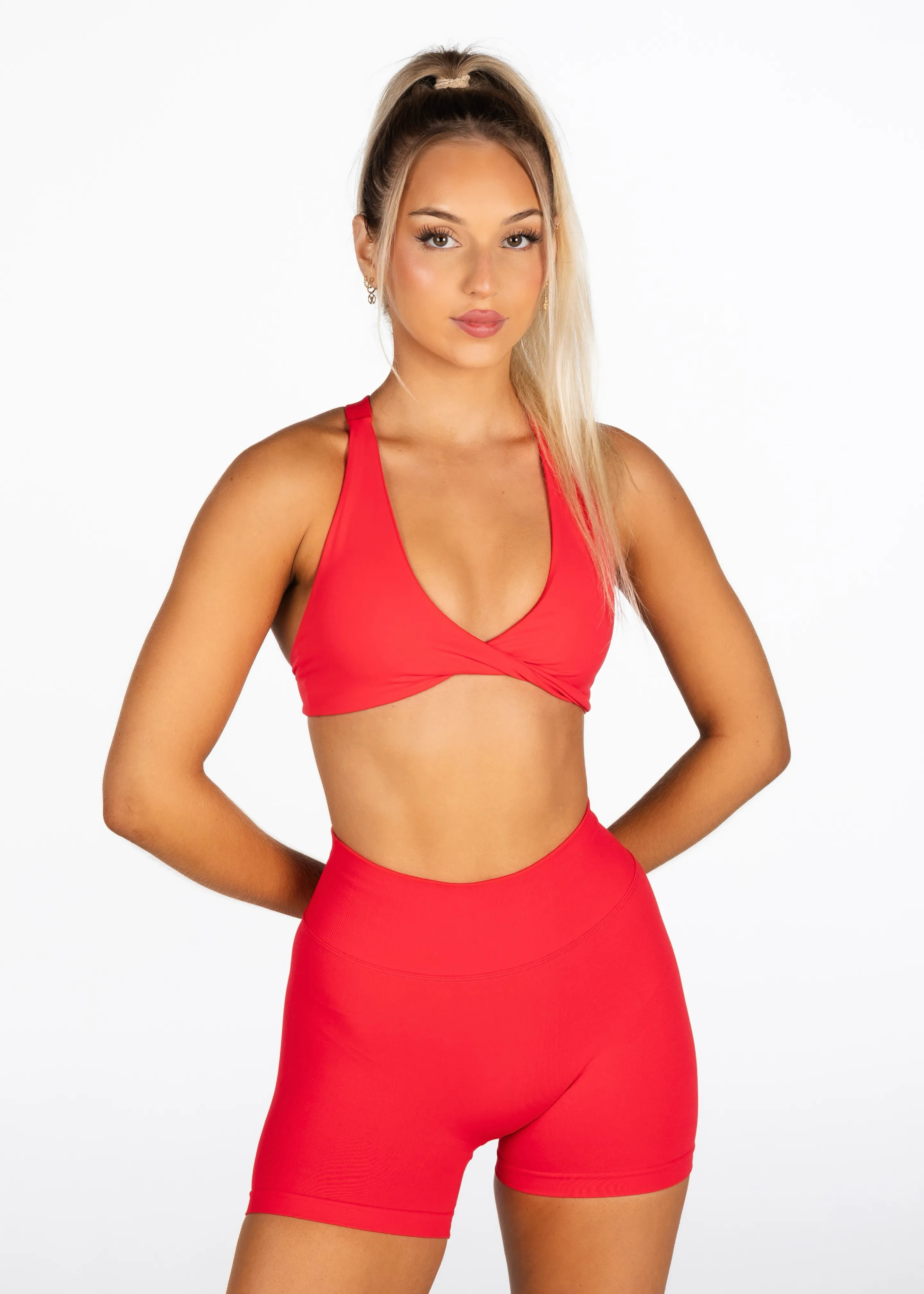 Mini Signature Scrunch Shorts -Red