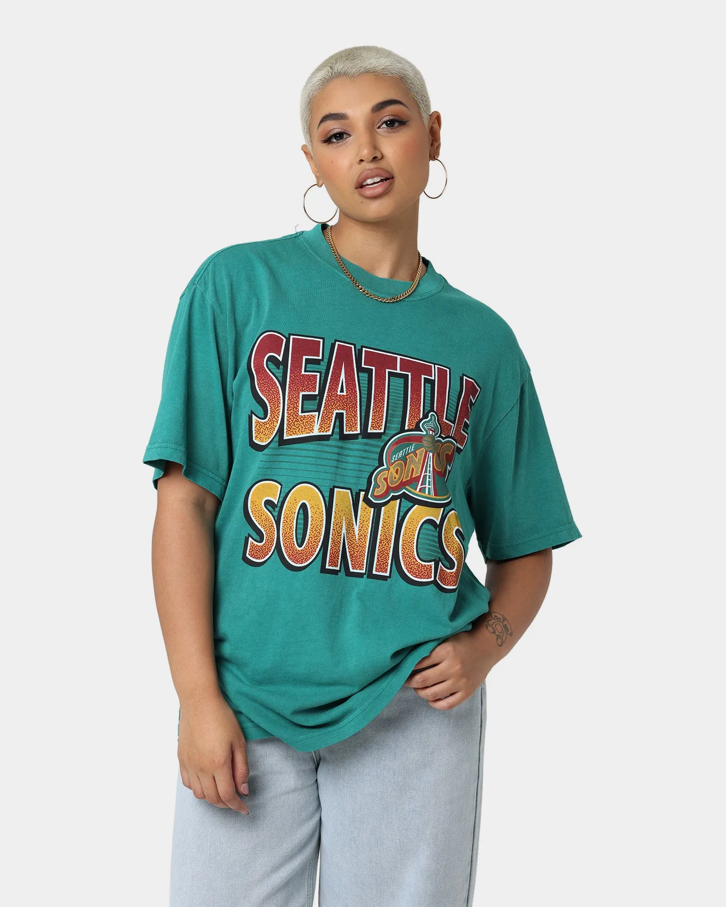 Mitchell & Ness Seattle Sonics Incline Stack Vintage T-Shirt Faded Green