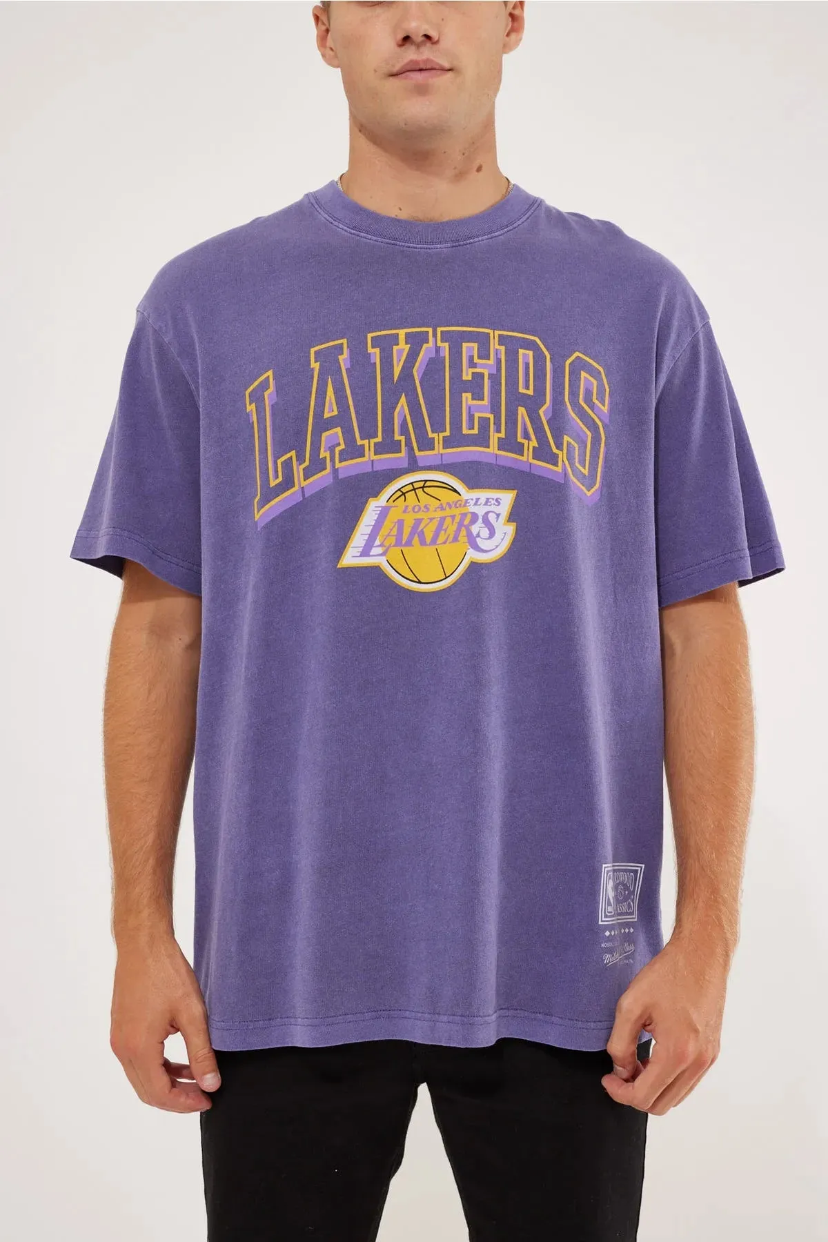 MITCHELL & NESS - Vintage Keyline Logo Tee Lakers Faded Purple