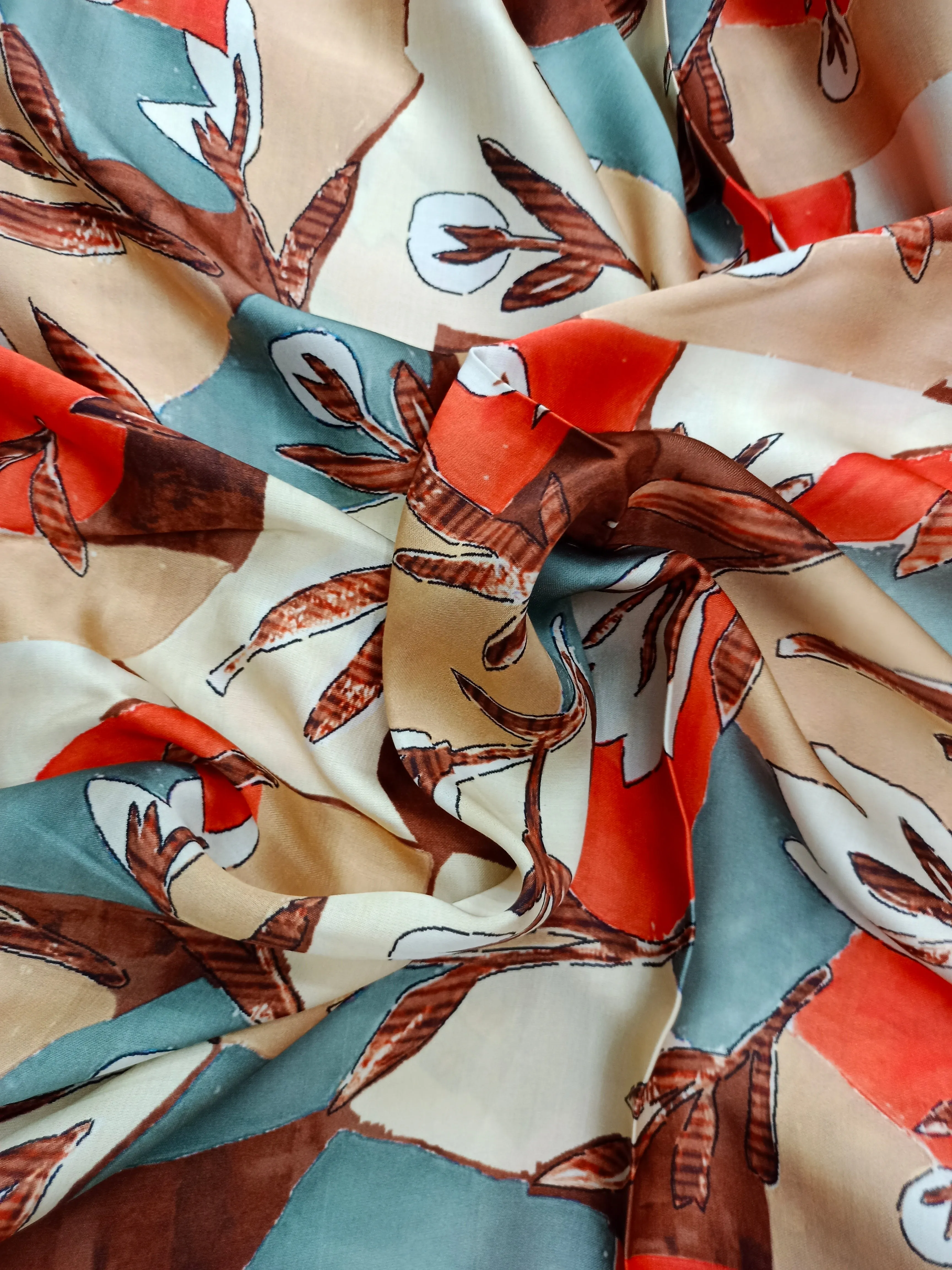 Modal Soft Muslin Textured Digital Printed Fabrics