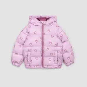 MTL- Heart Print on Orchid Hooded Packable