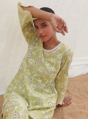 Mulmul Cotton Myrtle Green Co-ord Set