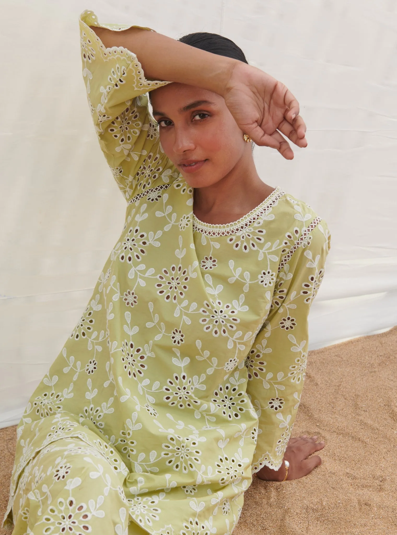 Mulmul Cotton Myrtle Green Co-ord Set